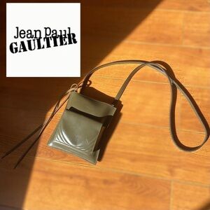SUPER RARE authentic vintage genuine leather Jean Paul Gaultier olive green bag
